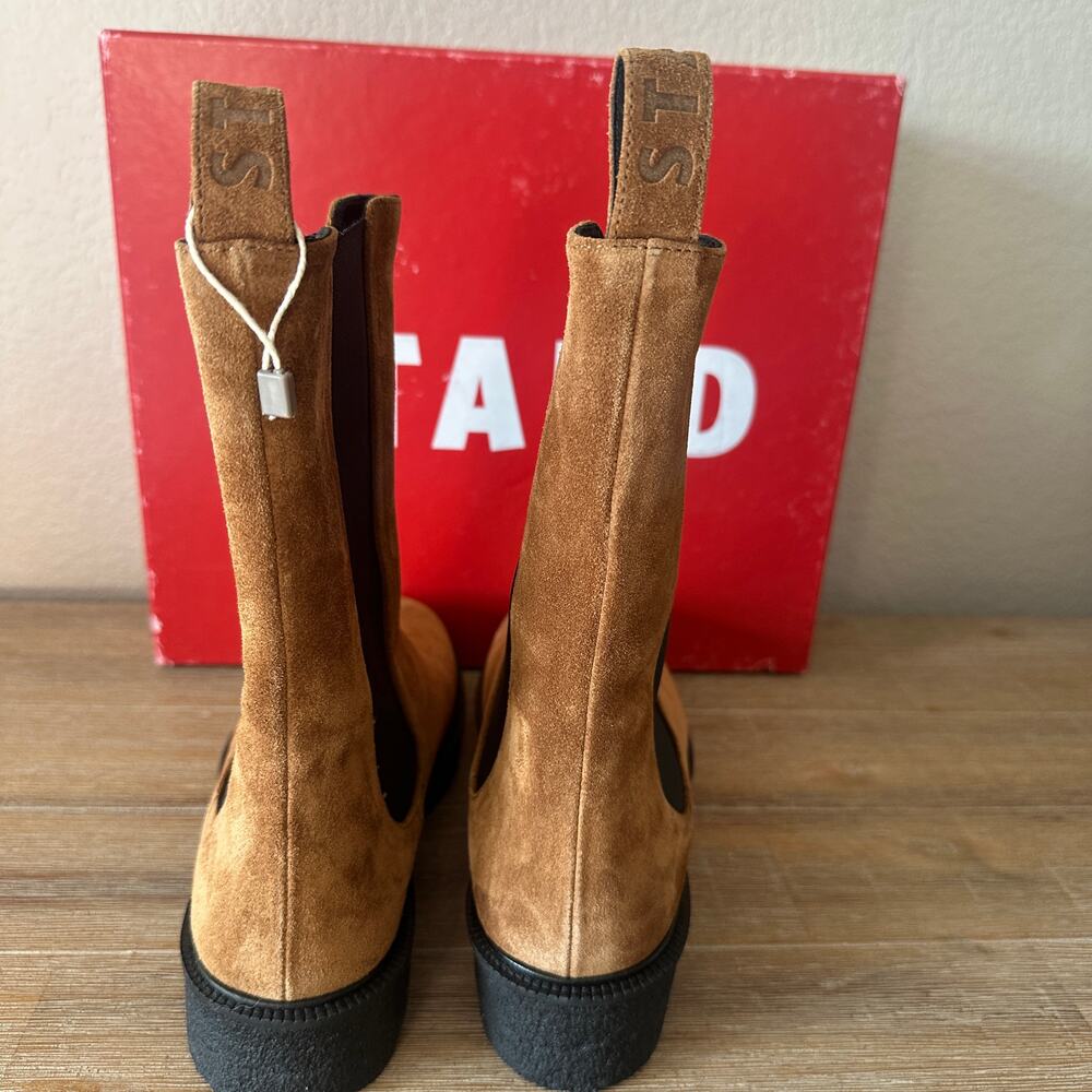Staud Brown Suede Chelsea Palomino Boots, Mid Shaft, Quiet Luxury, size 40 NIB - Picture 4 of 11